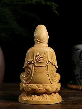 Amazon｜dsdsad 木彫りの仏像 観音菩薩坐像 高級天然ツゲ木彫り